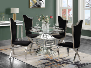 English Elm Black Contemporary Armless Side Chairs Set Of 2 With X-Shaped Stainless Steel Legs For Modern Decor B062P215490