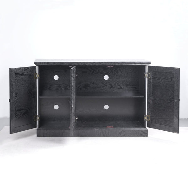 English Elm 45" Mirrored Acrylic Door Sideboard Mdf Buffet Cabinet with Adjustable Shelves Black W2899P372750