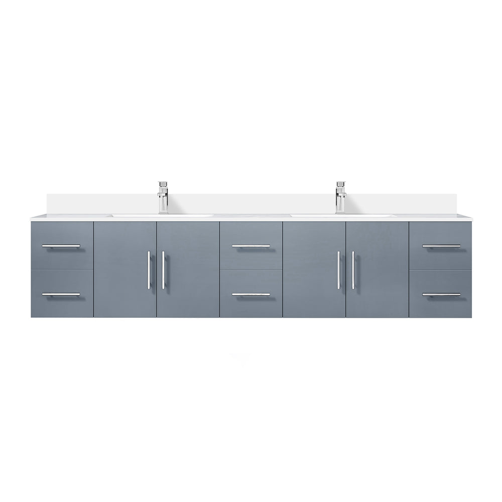 English Elm Dark Grey Double Bath Vanity 84" W x 22" D with Cultured Marble Top, Soft-Close Drawers & Chrome Faucet Set B2731P258752