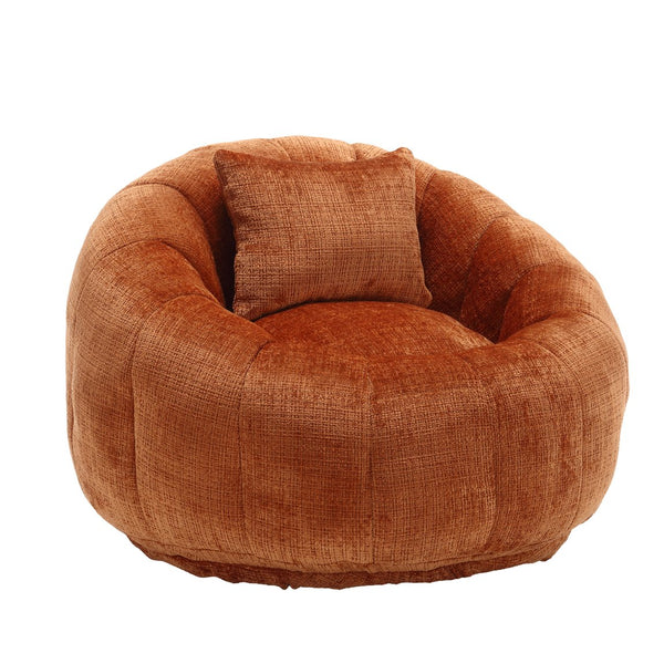 English Elm UNITED Cloud-Luxe Chenille Memory Foam Bean Bag Chair with Ottoman and Pillow for Ultimate Comfort Orange W1568P361695