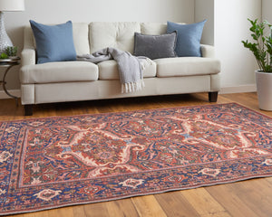 Feizy Rugs Rln39hmf Rawlins Vintage-inspired Polyester Medallion Rug – Antique Charm With Intricate Patterns & Warm Hues Red,Tan,Blue Polyester Rln39hmfrednvyp00