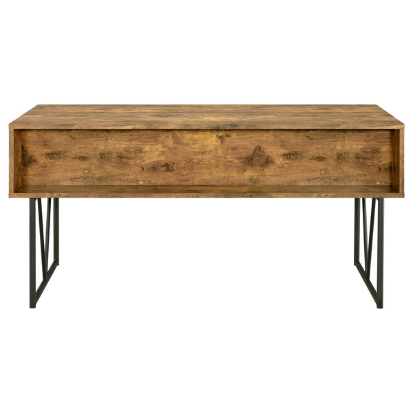 English Elm Sonoma Rustic Nutmeg Writing Desk with 4 Deep Drawers, Industrial Metal Legs, Weathered Farmhouse Charm B062P331100