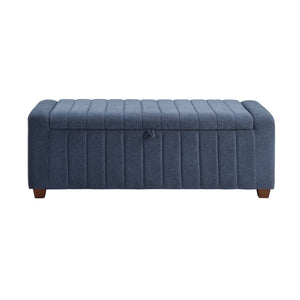 English Elm Contemporary Upholstered Storage Bench with Boucle Fabric, Plywood Frame, Foam Cushion & Solid Wood Legs Blue 50.5 L x 23.5 W x 17.5 H B011P298369
