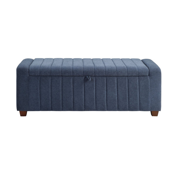 English Elm Contemporary Upholstered Storage Bench with Boucle Fabric, Plywood Frame, Foam Cushion & Solid Wood Legs Blue 50.5 L x 23.5 W x 17.5 H B011P298369