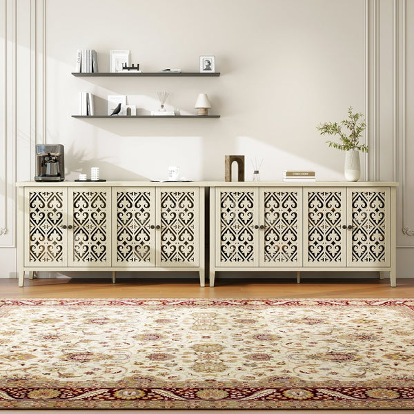 English Elm Hollowed-Out Cabinet With 4 Doors - Stylish American Furniture For Living Room, Bedroom & Study W688P223025