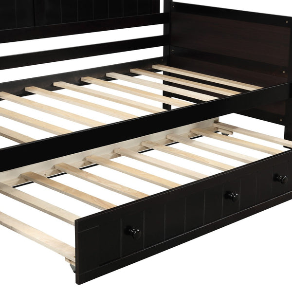 English Elm Twin Cottage Beadboard Daybed with Pull Out Trundle Solid Pine Guest Room Frame N708P357100P