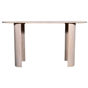 English Elm Living Oval Mango Wood Console Table 58"L x18"W x30"H — White Oak Finish, Durable Elegant Entryway Piece B2741S00233