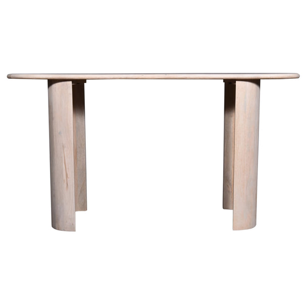 English Elm Living Oval Mango Wood Console Table 58"L x18"W x30"H — White Oak Finish, Durable Elegant Entryway Piece B2741S00233