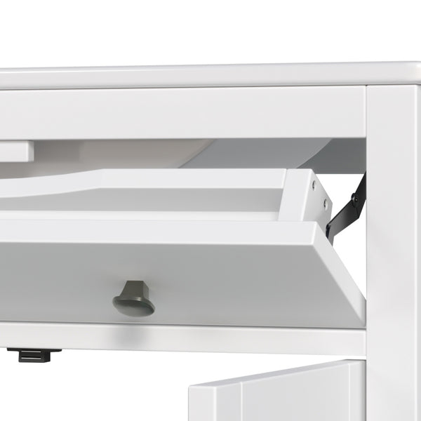 English Elm Christopher Knight Home® - 30" Bathroom Vanity with Ceramic Sink, Solid Wood Legs, Adjustable Shelf, Tip-Out Tray, Soft-Close Hinges, Silver Knobs, Moisture-Resistant Finish White N817P286250W