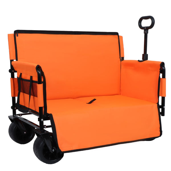 English Elm 3-in-1 Convertible Folding Wagon with Bench Seat Steel Frame 500lb Capacity Orange W2932P283542