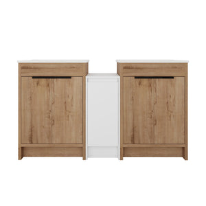 English Elm 60 Inch Freestanding Bathroom Vanity With Ceramic Sink, Soft-Close Doors & Ample Storage Solutions W999S00321