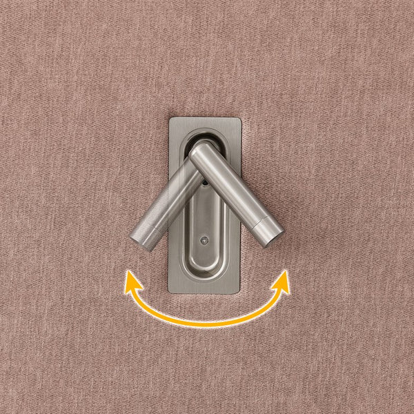 English Elm King Modern Upholstered Platform Bed with Pleated Chenille Headboard, Built‑in Nightstand & Lamp Pink W487S00391