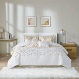 Intelligent Design Lillie Glam/Luxury Metallic Animal Printed Duvet Cover Set ID12-1868 Ivory/Gold