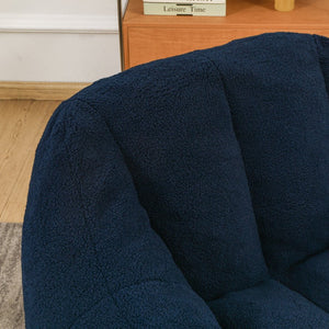 English Elm Bean Bag Chair Oversized Faux Fur Memory Foam Lounge Seat for Dorm or Living Room Dark Blue W2200P243725