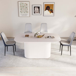 English Elm 63 Inch Mdf Cream Dining Set with Pu Cushioned Chairs and Black Metal Legs Seats 4 Blue+Cream W2189S00871