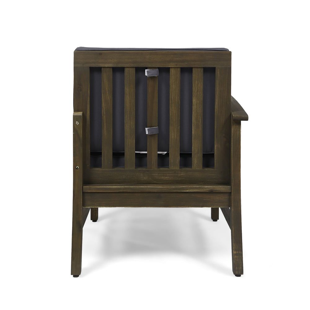 English Elm Christopher Knight Home® - PERLA Left Armchair with Acacia Wood Frame, Water-Resistant Polyester Upholstery, Modern Chic DARK GREY 58941.00LGDGRY