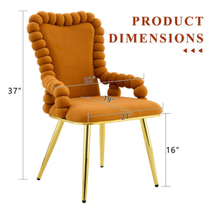 English Elm Set of 2 Sculptural Bubble Backrest Velvet Dining Chairs with Gleaming Gold Legs W3875P370855
