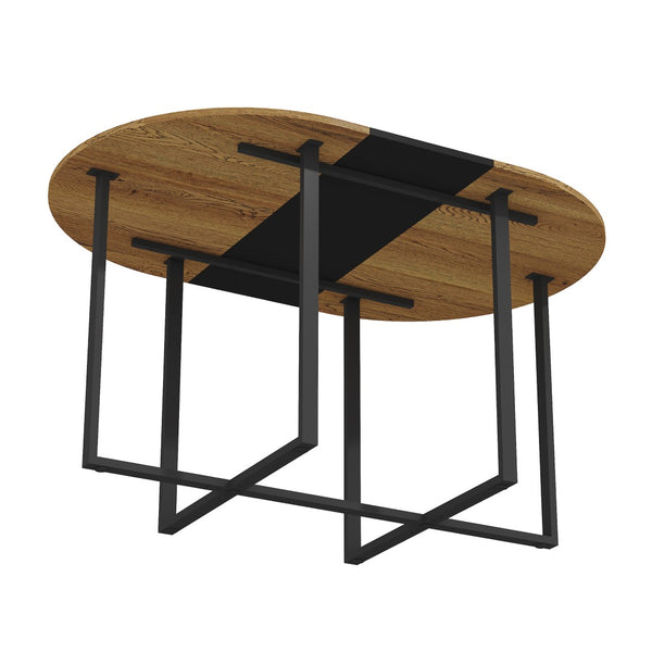 English Elm Sn-ovt150-6-wdbk Two-tone Oval Dining Table Wood Grain Mdf Top Modern Family Kitchen W3875P372896