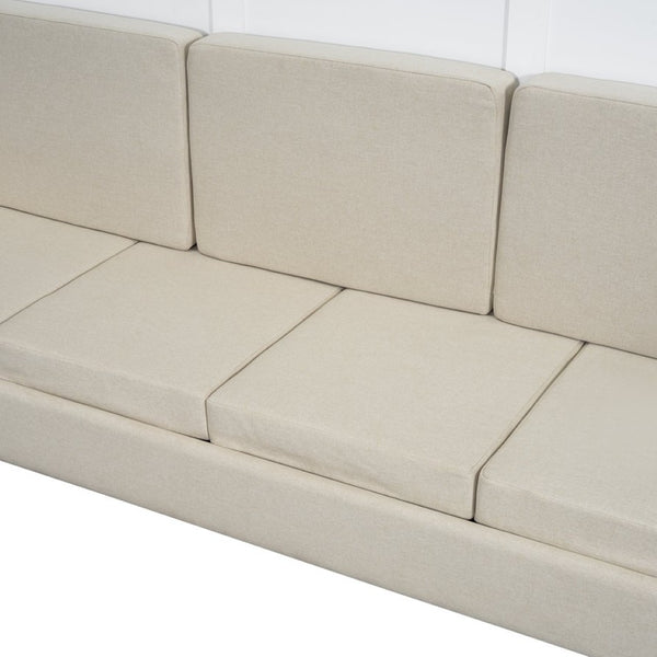 English Elm Queen Murphy Wall Bed with Integrated Sofa Linen Upholstered for Studio Apartments White LP000892AAK-1