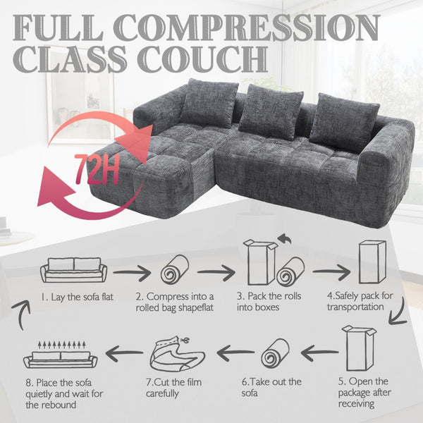 English Elm United Modern Chenille 98.42-Inch L-Shaped Modular Sectional Sofa With Chaise & Side Pockets P2 W1568S00146-GIGA