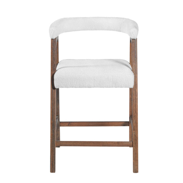 English Elm 24'' Upholstered Counter Stools with Arms Beige Set of 2 for Kitchen Island Walnut N780P354192D
