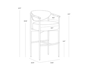 Sunpan HELOISE Barstool - Luxurious Ivanhoe Pine Faux Leather & Gold Stainless Steel Frame for Stylish Comfort 112662