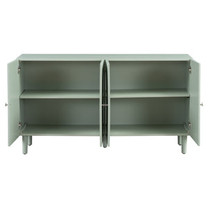 English Elm U_STYLE Four-Door Sideboard with Wavy Panel Doors, Cylindrical Wood Legs, Sleek Metal Handles, 67" länge Light Green N711P186790C