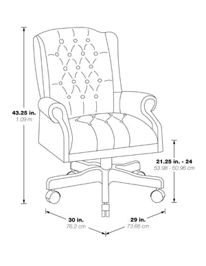OSP Home Furnishings High Back Queen Anne Executive Chair Tufted Vinyl Upholstery with Lumbar Support TEX220-JT4