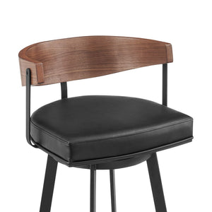 English Elm Lacey Swivel Barstool Matte Iron Base Faux Leather Seat Mid-century Kitchen Bar B2736P464814