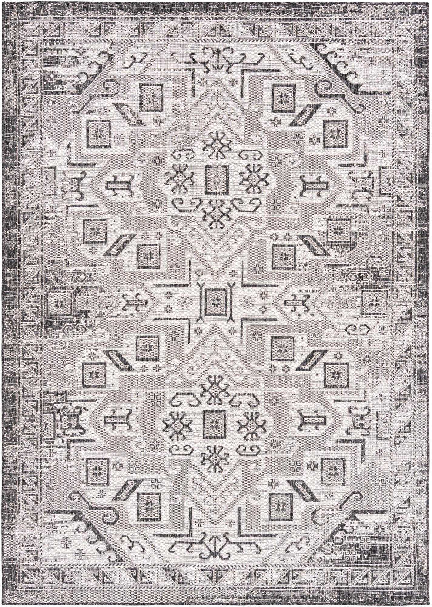 Outdoor Aztec Coba Border Rug – Stylish Tribal Design for Outdoor Spac
