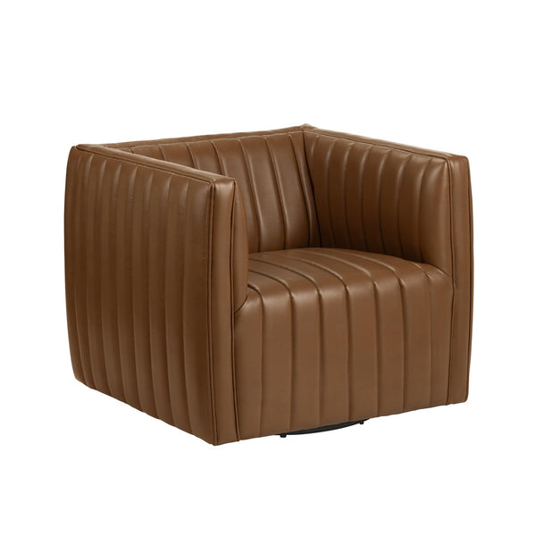 Crestview Collection Transitional Brown Accent Chair - Sleek Faux Leather, Plush Foam Cushion, Timeless Living Room Elegance Brown Polyester Cvfzr6159