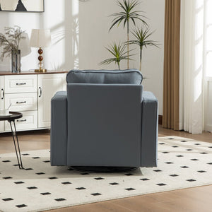 English Elm 33.6''w Swivel Club Chair Tech Cloth Upholstery Hidden Storage Square Accent Seat Blue W3098S00049
