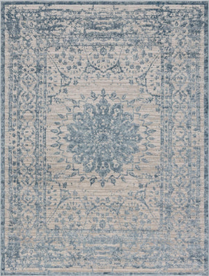 Unique Loom Aberdeen Derbyshire Machine Made Medallion Rug Light Blue, Gray 9' 0" x 12' 0"