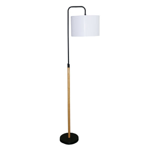 English Elm Ashcroft Furniture - Arc Floor Lamp Curved Standing Light with Drum Shade, Slim Walnut Wood Base for Reading & Decor Black B183P315108