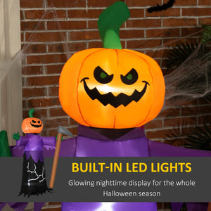 English Elm Outsunny Inflatable 5ft Pumpkin Grim Reaper with Bright LED Lights, Waterproof Yard Décor for Halloween Purple W2225P217525