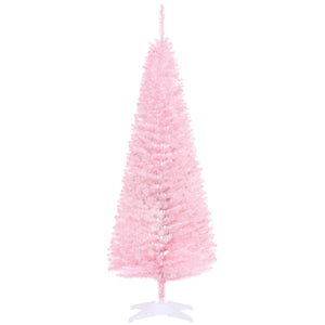 English Elm Homcom 5' Pink Artificial Pencil Christmas Tree With 294 Realistic Tips – Perfect For Small Spaces! W2225P229769