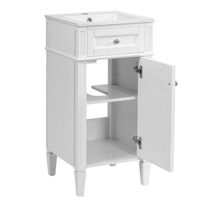 English Elm 16-inch French Style Freestanding Vanity Set with Ceramic Sink and Soft Close Cabinet White N710P405388K