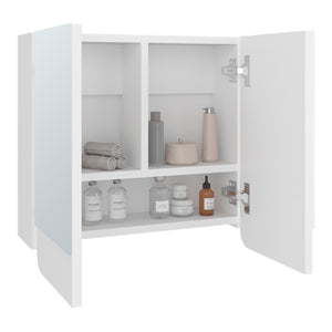 English Elm White 2-Door Medicine Cabinet with Three Shelves, Sleek White Melamine Finish for Organized Bathrooms B062P380063