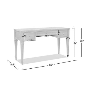 English Elm Dauphin Rubberwood Executive Desk with Soft Close Drawers and Satin Gold Hardware B2719P468876