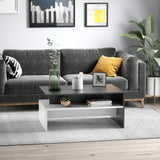 English Elm Homcom Modern Coffee Table, 2-Tier Rectangular Center Table With Storage Shelves For Living Room, Black/White