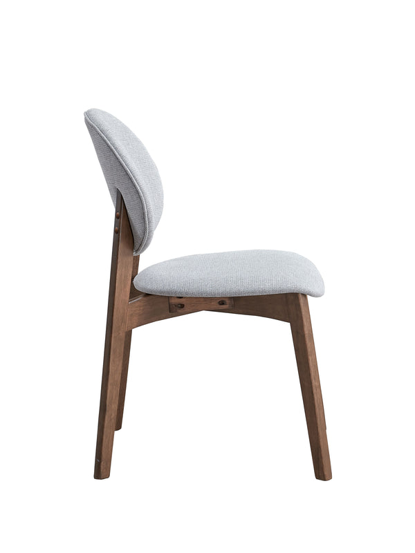 English Elm Hadasa Light Gray Linen Side Chair Set of 2 with Walnut Finish, Padded Comfort & Durable Rubberwood Frame B2726P270512