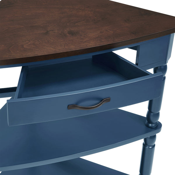 English Elm 33.8'' Small Triangle Corner Table with Solid Wood Legs, Waterproof MDF Top, 3-Tier Storage, Easy Assembly W1202P282445