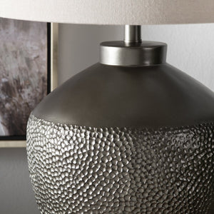 Crestview Collection 31.5"H Textured Urn Table Lamp With Linen Shade - Modern Resin Design For Elegant Lighting & Style   Cvazvp111