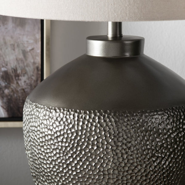 Crestview Collection 31.5"H Textured Urn Table Lamp With Linen Shade - Modern Resin Design For Elegant Lighting & Style   Cvazvp111