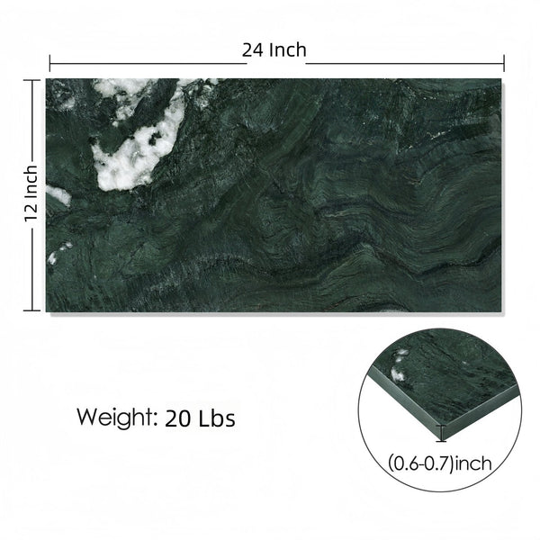 English Elm 12*24 Diamond Green Natural Marble Tile – Polished Genuine Stone for Walls & Floors, Luxury Finish, 4pc Box W1696P314480