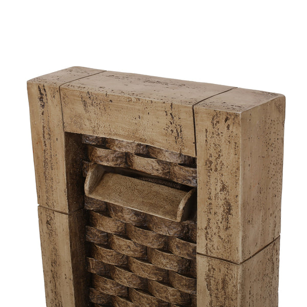 English Elm Christopher Knight Home® - 35.25" Hand Crafted Weather-Resistant Floor Fountain with Underwater Lights, Wall Tower Accent, Brown 71774.00LBRN