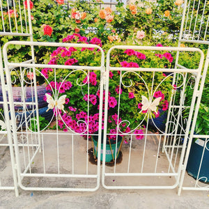 English Elm Metal Garden Arch Gate with Planter Stands Powder Coated Steel Rose Climbing Support W1586P243826
