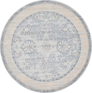 Unique Loom Paris Hickory Machine Made Border Rug Light Blue, Beige/Blue/Gray/Light Blue 6' 1" x 6' 1"