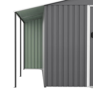 English Elm 10x12 Ft Galvanized Steel Outdoor Shed Dual Zone Lockable Sliding Doors Backyard Storage Dark Gray W1598S00034