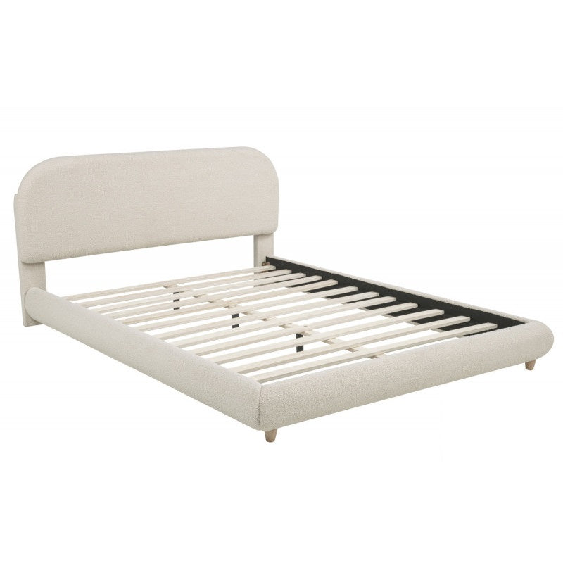 English Elm Contemporary Plush Upholstered Two-Tone Platform Twin Bed with Padded Headboard and Footboard, Sturdy Modern Frame Cream 85.5 L x 12.5 W x 7.5 H B011S01861